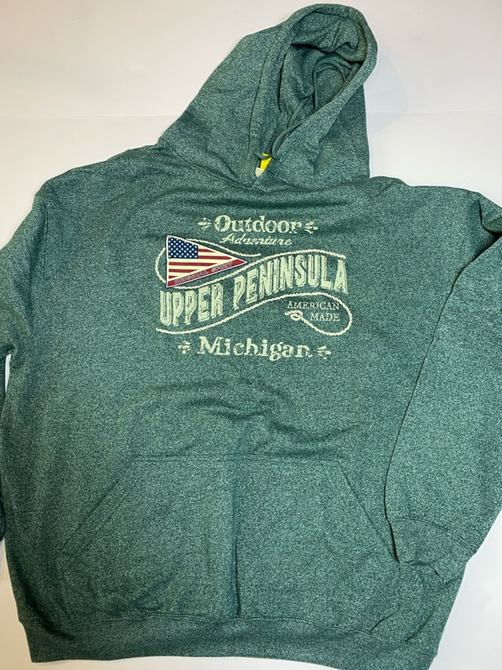 Upper Peninsula MI Tourist Mens XXL Hoodie Green Graphic Sweatshirt New D27e